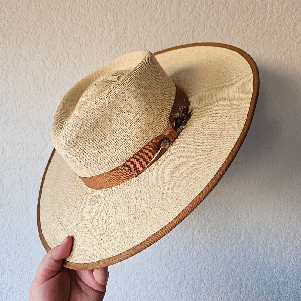 Brixton Jo Rancher Natural Straw Flat Brim Sun Hat Limited Edition L Large